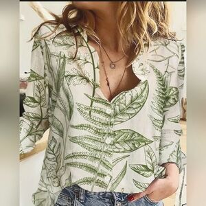 NIB long sleeve button down top